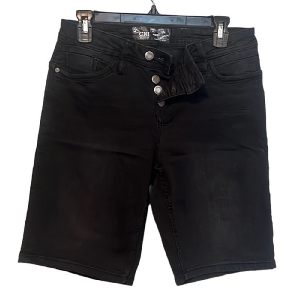 CNI Fashion Jean Shorts Black Womens Size 16, Button Up
